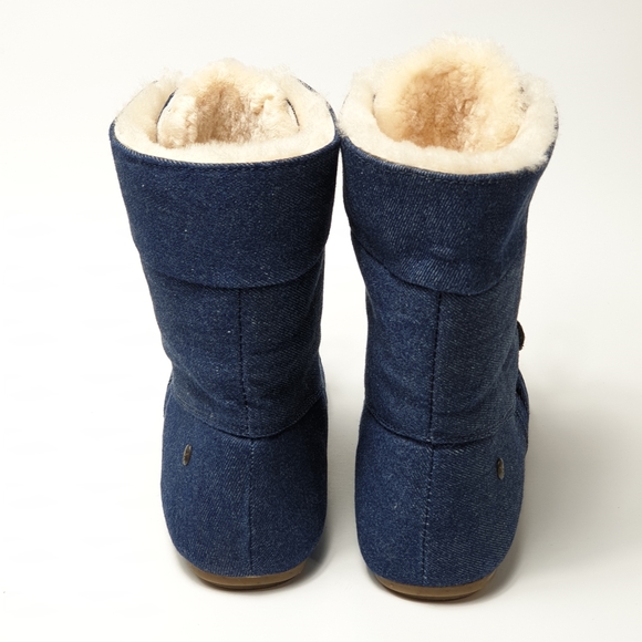Emu Australia Brooklyn fur and Denim moccasin lace-up booties size 9 - Picture 7 of 15
